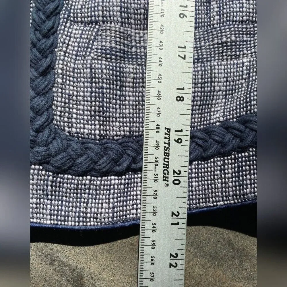 J. Crew Jacket Blazer Women’s 14 Blue Tweed Braiding Preppy Full Zip
